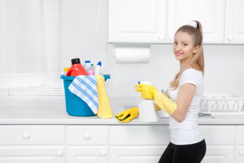 Cleaning team applying specialist carpet cleaning solution